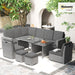 Light Grey 7 Seater Rattan Garden Sofa Set With Expanding Table by Outsunny