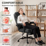 Office Chair with Reclining Back and Footrest for Comfortable Home Working Black Homcom