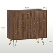 Brown Sideboard Storage Cabinet with Adjustable Shelf and Gold Hairpin Legs by HOMCOM