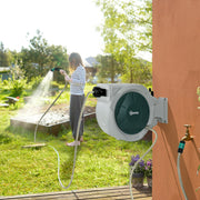 Retractable 30m Wall Mounted Hose Reel With Auto Rewind and 7 in 1 Spray Nozzle by Outsunny AOSOM