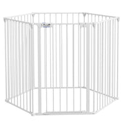 Foldable 6 Panel Dog Playpen with Door Ideal for Indoor or Outdoor Use White