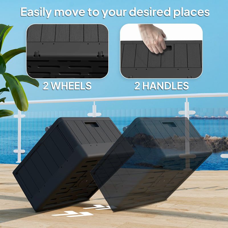 Black Garden Parasol Base with Wheels and Handles Holds Up to 80kg by Outsunny