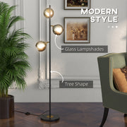 Modern Tree Floor Lamp with 3 Adjustable Lights for Living Room or Bedroom, Grey