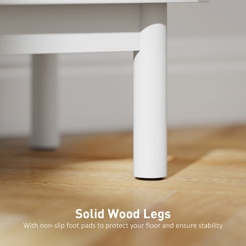 Rattan Bedside Table with Storage Shelf Ideal for Bedroom or Living Room, White