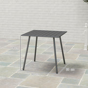 Grey Square Garden Table for 4 with Slat Top and Steel Frame 80cm by Outsunny
