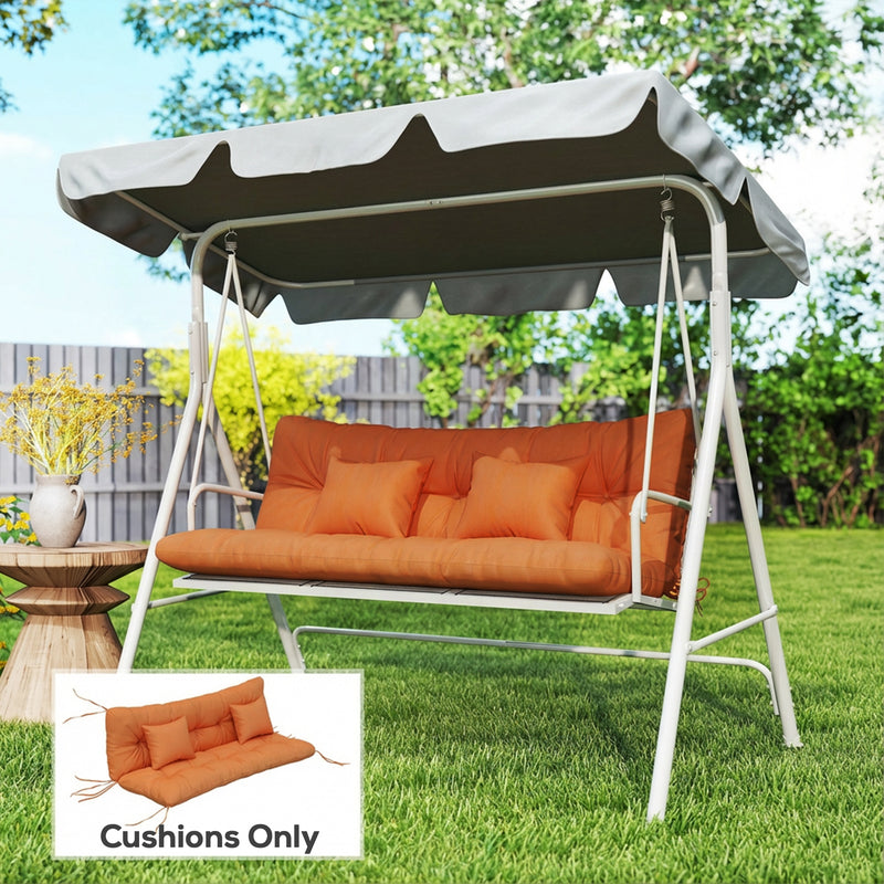 Garden Chair Cushion and Pillow Set for Comfortable Outdoor Seating Orange AOSOM