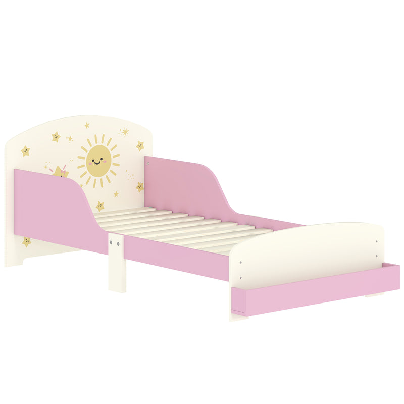 Toddler Bed with Storage and Guardrails Fits 140 x 70cm Mattress For Ages 3 to 8 Pink