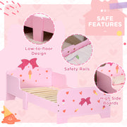 4 Piece Kids Bedroom Furniture Set with Bed Toy Box and Vanity for Ages 3 to 6 Pink AOSOM