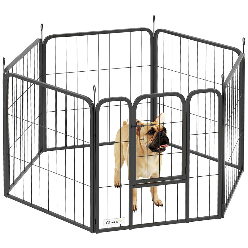 6 Panel Heavy Duty Dog Playpen with Secure Door for Indoor and Outdoor Use 60cm High by PawHut
