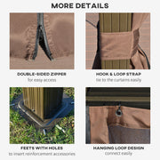 3.65 x 3m Hardtop Steel Gazebo with Aluminium Frame Double Roof Net Sidewalls and Curtains Coffee by Outsunny