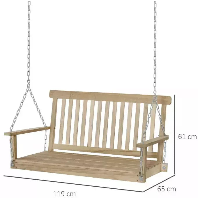 2 Seater Wooden Porch Swing Bench (Swing Bench Only)