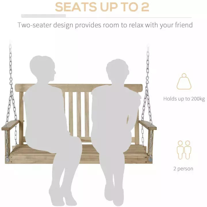 2 Seater Wooden Porch Swing Bench (Swing Bench Only)