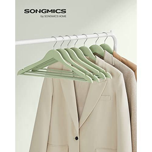 Songmics Quality Wooden Hangers, Light Green & Silver (Set of 20) Songmics