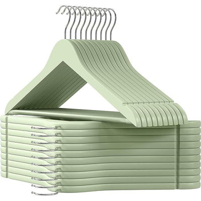 Songmics Quality Wooden Hangers, Light Green & Silver (Set of 20) Songmics