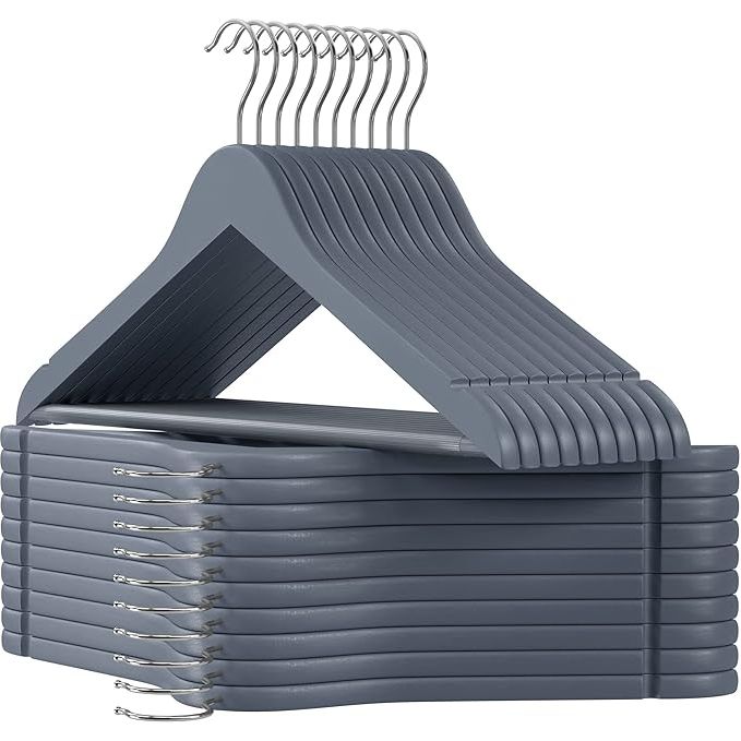 Songmics Wooden Hangers, Grey & Silver (Set of 20) Songmics