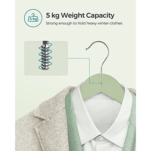 Songmics Quality Wooden Hangers, Light Green & Silver (Set of 20) Songmics