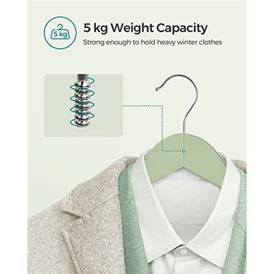 Songmics Quality Wooden Hangers, Light Green & Silver (Set of 20) Songmics