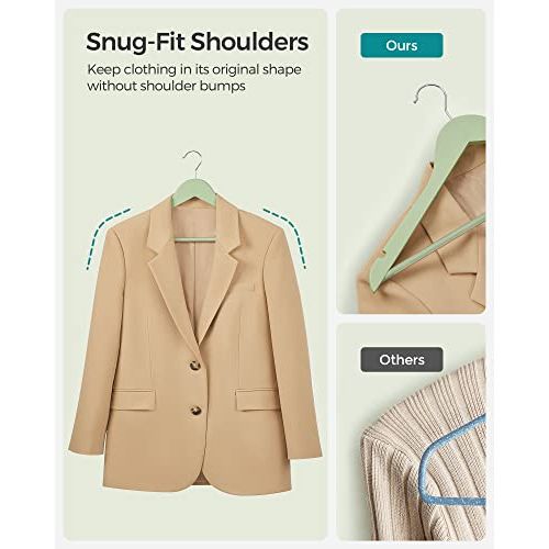 Songmics Quality Wooden Hangers, Light Green & Silver (Set of 20) Songmics