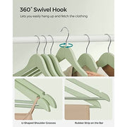 Songmics Quality Wooden Hangers, Light Green & Silver (Set of 20) Songmics