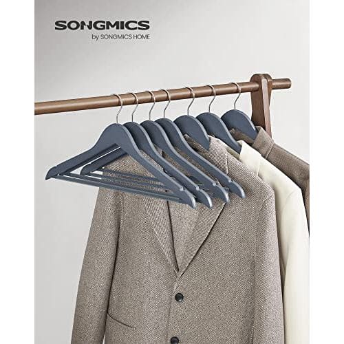 Songmics Wooden Hangers, Grey & Silver (Set of 20) Songmics