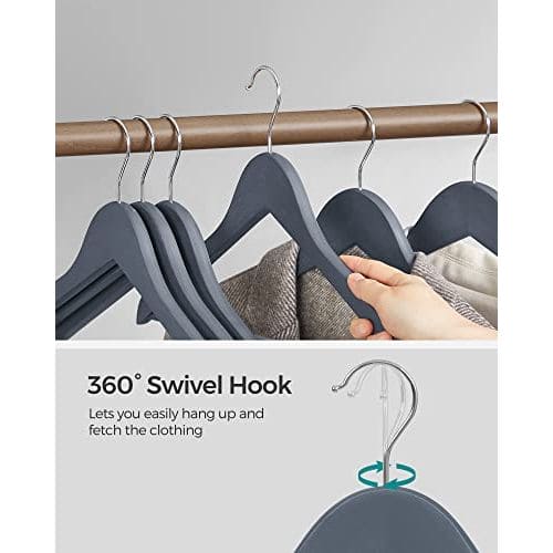 Wooden Hangers, Grey & Silver (Set of 20)