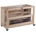 Wooden 3 Tier Hamster Cage, Natural Wood Pawhut