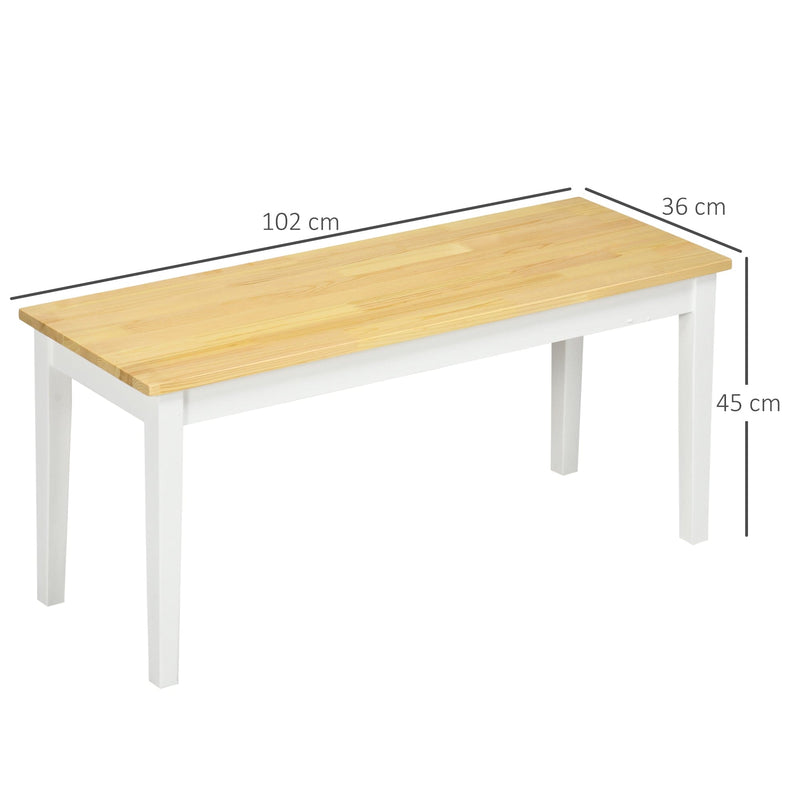 Wooden Dining Bench, Natural Wood, 102cm