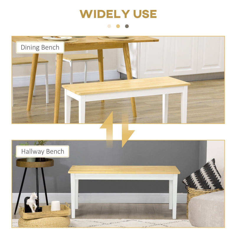 Wooden Dining Bench, Natural Wood, 102cm