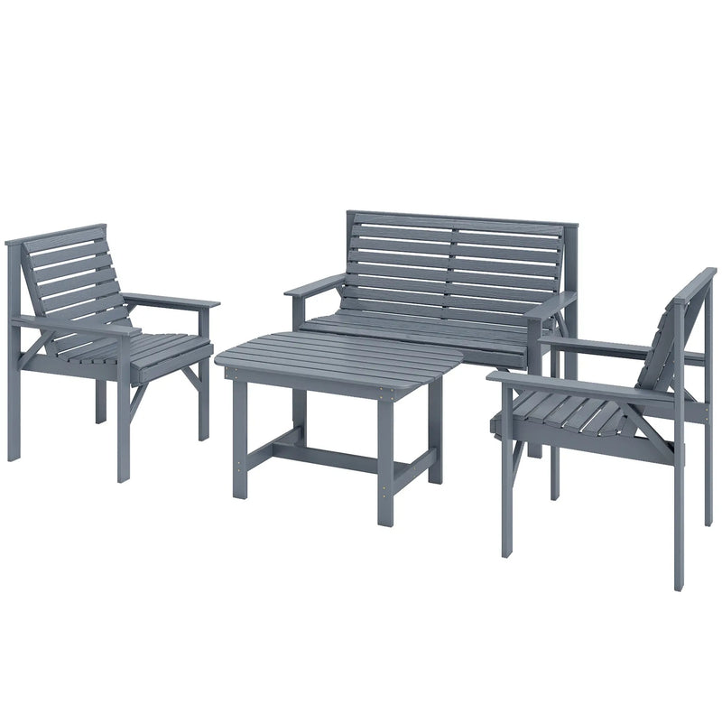 Wooden Garden Furniture Set for Relaxing Outdoor Seating with Coffee Table Outsunny