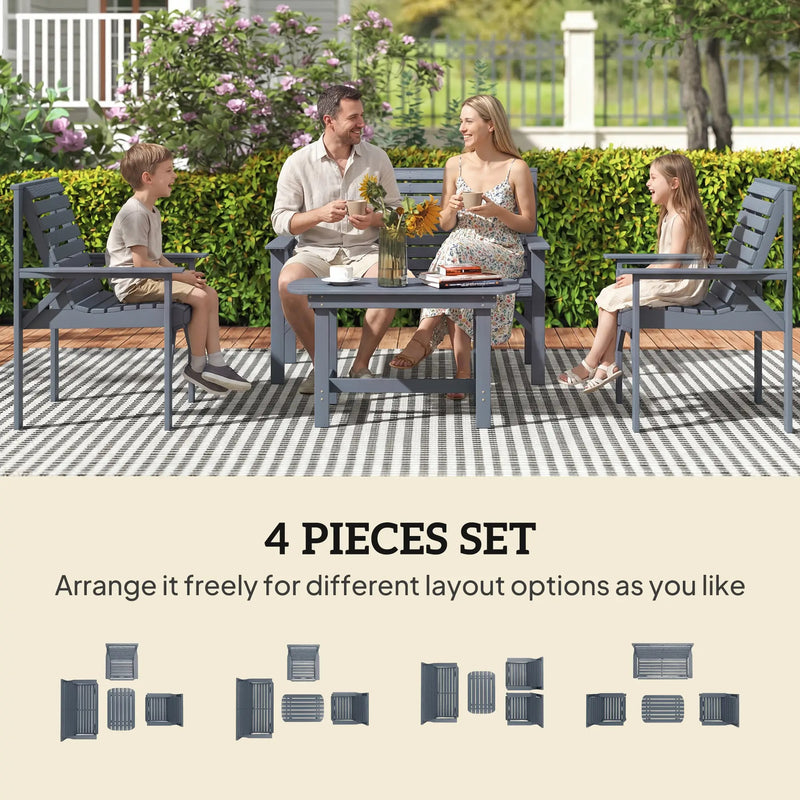 Wooden Garden Furniture Set for Relaxing Outdoor Seating with Coffee Table Outsunny