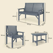 Wooden Garden Furniture Set for Relaxing Outdoor Seating with Coffee Table Outsunny