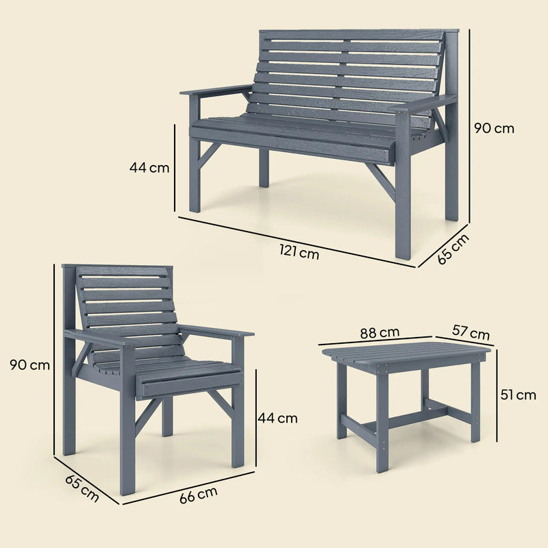 Wooden Garden Furniture Set for Relaxing Outdoor Seating with Coffee Table Outsunny