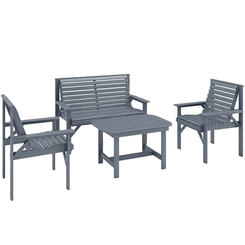 Wooden Garden Furniture Set for Relaxing Outdoor Seating with Coffee Table Outsunny