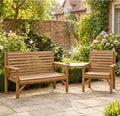 Wooden Garden Furniture Set with Bench Chair and Table for Flexible Outdoor Seating Outsunny
