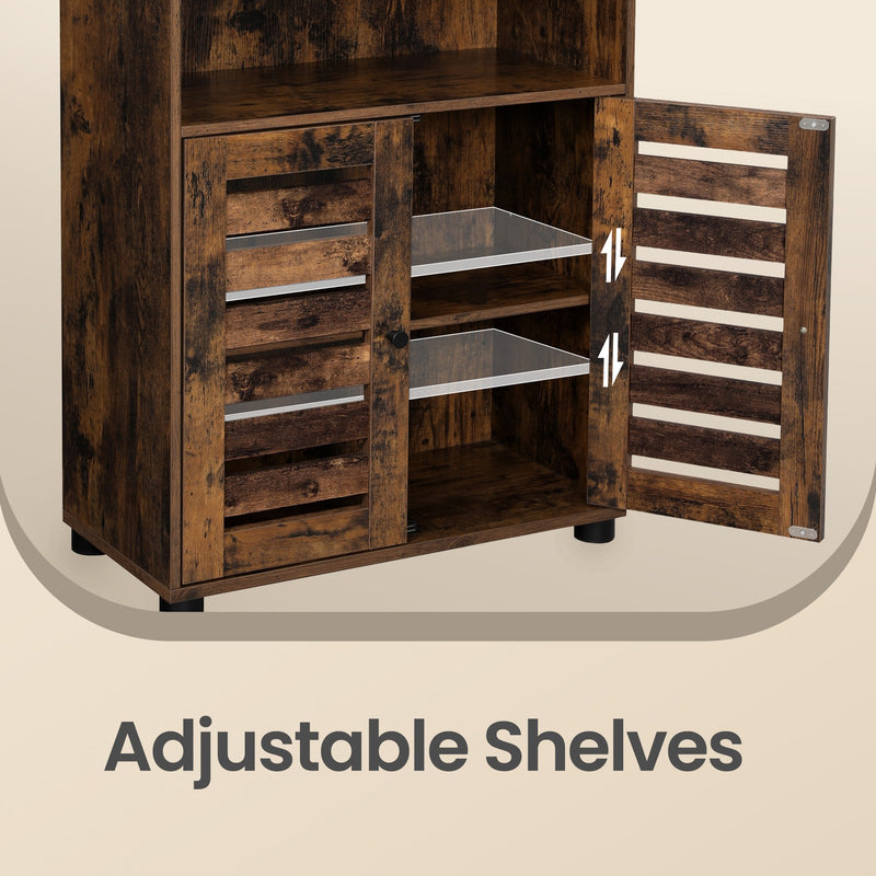 Wooden cabinet with adjustable shelves