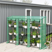 Tall 9 Shelf Mini Greenhouse For Plants And Seedlings With Zipped Cover Green AOSOM