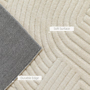 Living Room Rug with Thick Soft Pile and Slip Resistant Backing Cream AOSOM