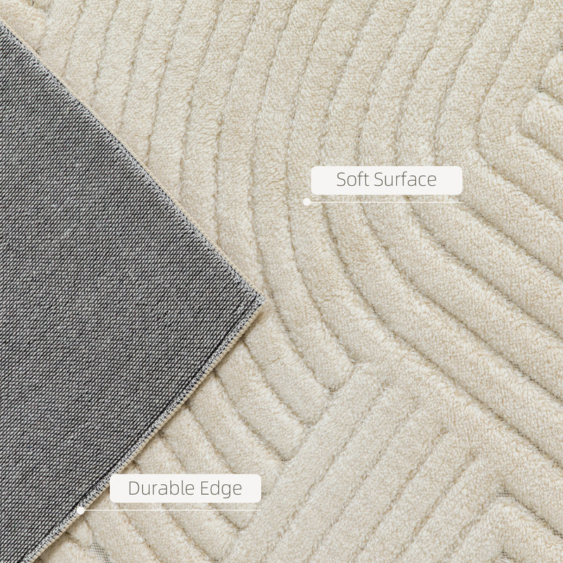 Living Room Rug with Thick Soft Pile and Slip Resistant Backing Cream AOSOM