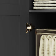 Black Double Panelled Door Wardrobe with Shelves by HOMCOM