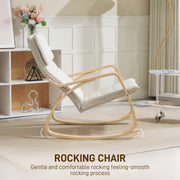 Cream White Upholstered Rocking Chair with High Back and Headrest for Living Room by HOMCOM