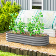 Galvanised Raised Garden Bed Metal Planter Box With Safe Edges For Herbs And Flowers Silver AOSOM
