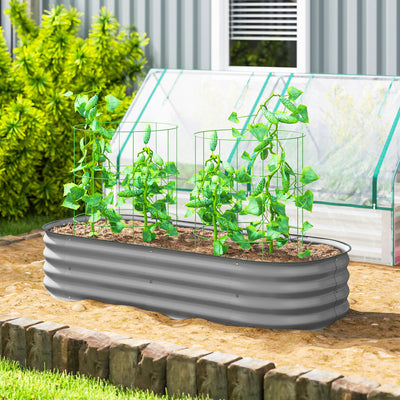 Galvanised Raised Garden Bed Metal Planter Box With Safe Edges For Herbs And Flowers Silver AOSOM