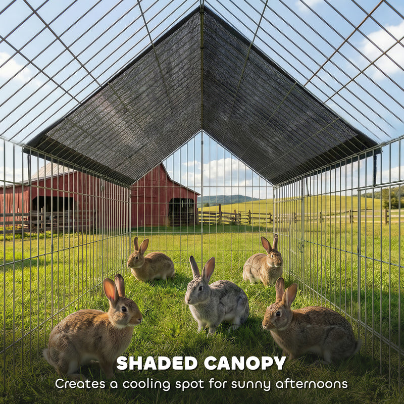 Outdoor Rabbit Run With Shaded Canopy for Safe and Easy Garden Time Black Silver Pawhut