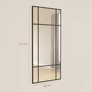 Decorative Grid Wall Mirror With Hanging Hooks Ideal For Hallway Or Living Room Black AOSOM