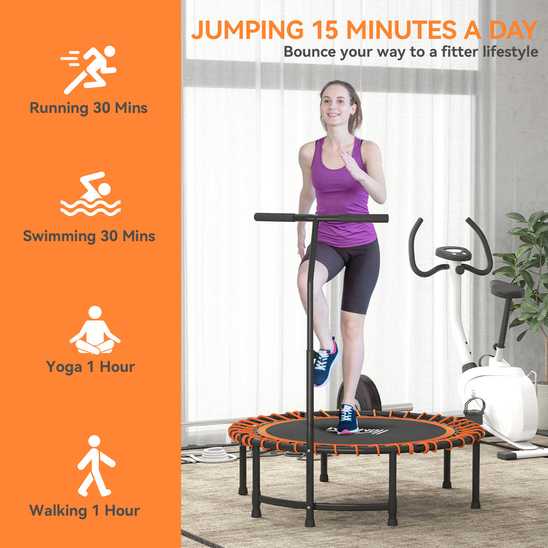 Mini Orange Kids Trampoline with Adjustable Handle and Steel Frame by Outsunny AOSOM