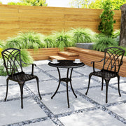 3 Piece Cast Aluminium Garden Dining Set for 2 With Parasol Hole Bronze Tone by Outsunny