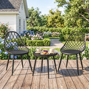 3pc Bistro Set for Small Balconies with Weatherproof Metal Frame and Mesh Chairs, Black Outsunny