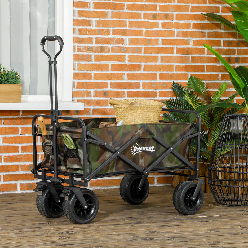 Folding Steel Frame Garden Trolley with 95L Capacity and Handle for Outdoor Use