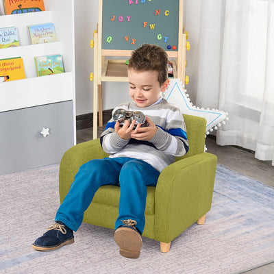 Kids Armchair Mini Sofa with High Back Support and Wooden Frame for Lounge Use, Grey