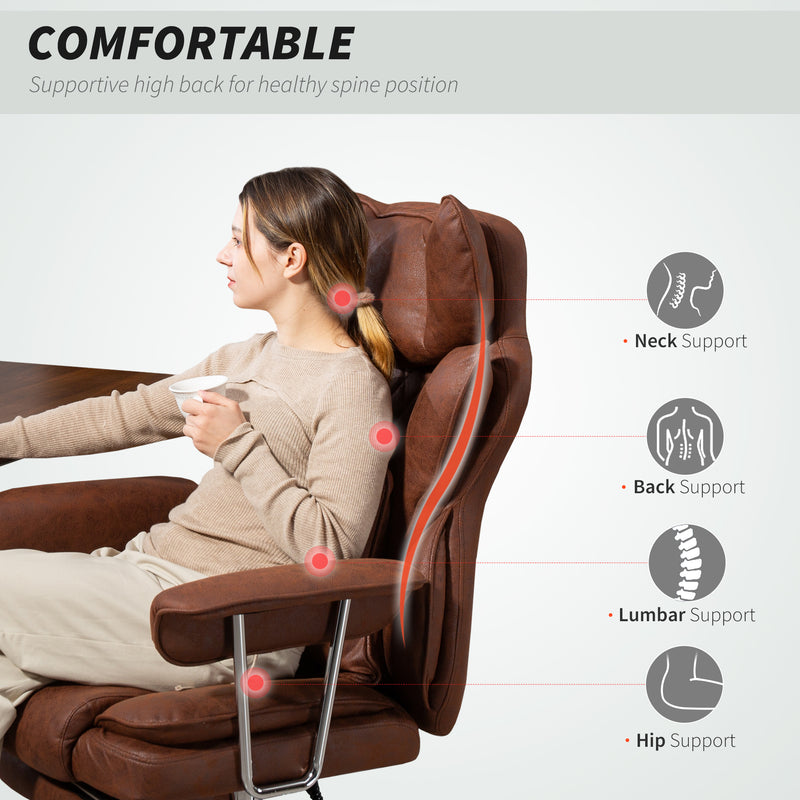 Dark Brown Reclining Office Chair With Lumbar Support Ideal For All Day Comfort